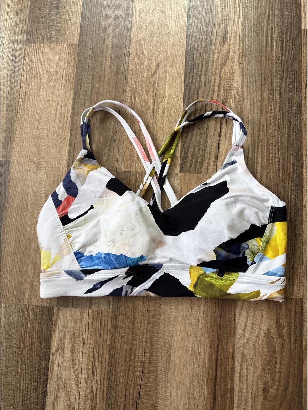 NWT Calia Abstract Print Bikini Top L Strappy Artsy Swim Top